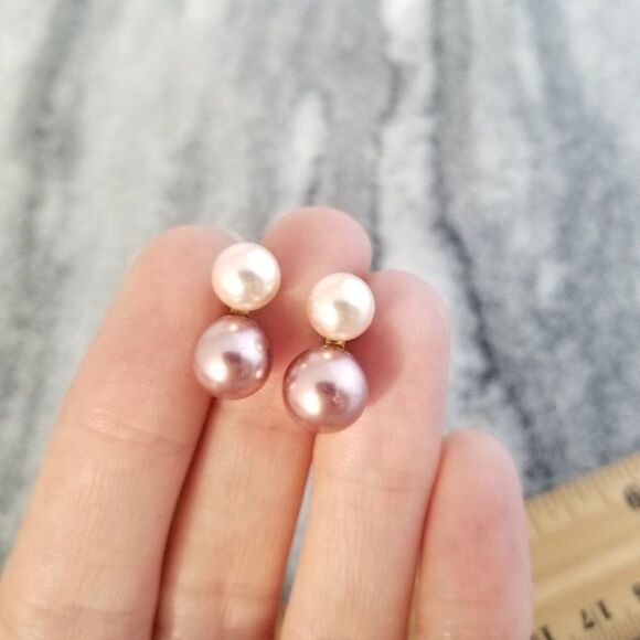Vintage Little Pink Faux Pearl Stud Earrings, Posts, Pastel, Girly, Estate - Picture 1 of 5